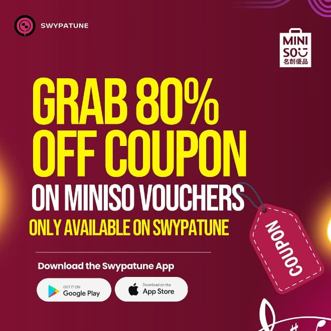 80% Off Miniso Vouchers Inside Swypatune