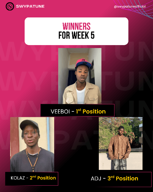 SWYPATUNE WEEK 5 WINNERS