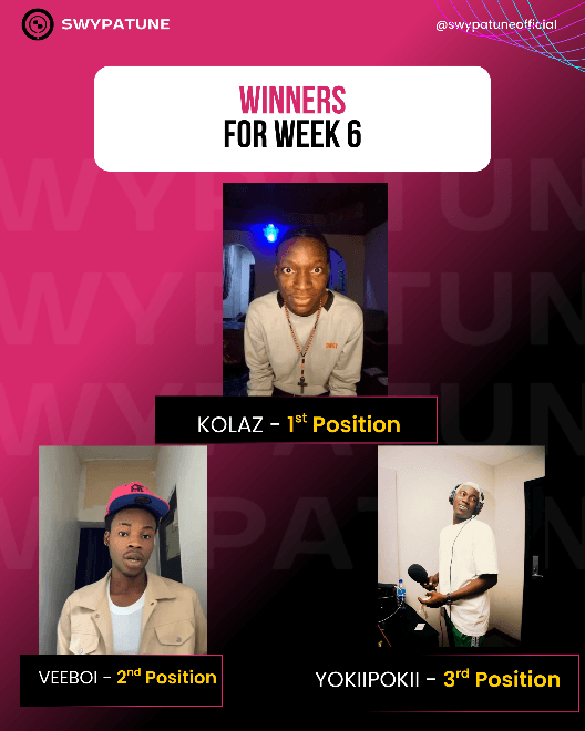 Swypatune Contestant Winners For Week 6