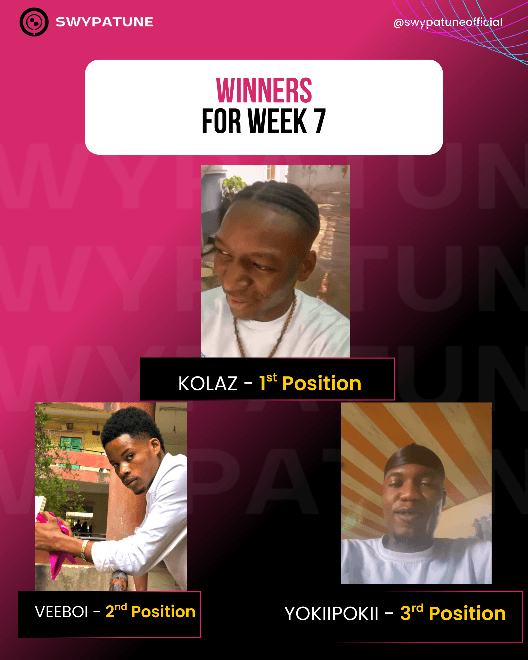 Swypatune Contestant Winners For Week 7