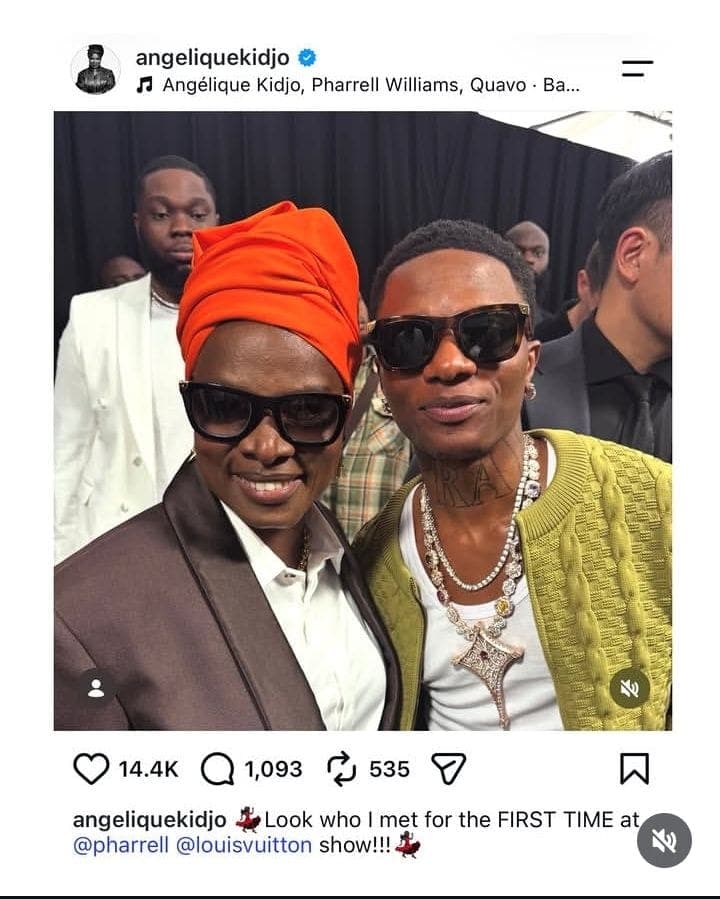 Angélique Kidjo and Wizkid Share Special Moment at Louis Vuitton Show in Paris